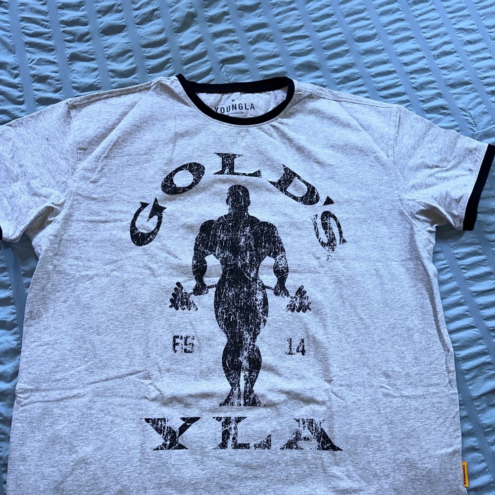 YoungLA Gray and Black Short Sleeve Tee with Vintage Graphic